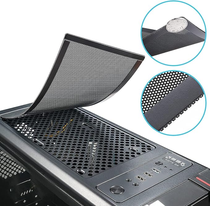 [4 Pack] 360x120mm PC Case Dust Mesh Filter, Magnetic Frame Computer Fan Dust Mesh PC Cooler Filter Dustproof PVC Cover Grills - Black