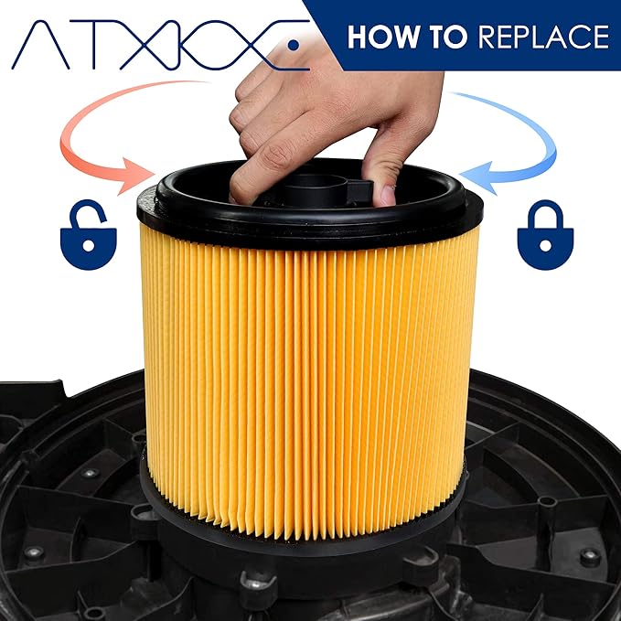 VCFS Replacement Filter for Vacmaster 5-16 Gallon Standard Cartidge Filter and Retainer，Also fit for shopvac 5-20 Gallon