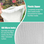 AQUANEAT Aquarium Filter Media Bags 15pcs Fish Tank Extra Fine 100 Micron Mesh Bags with Plastic Zipper for Activated Carbon (5.5" x 8")