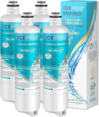 ICEPURE Alkaline BORPLFTR50 Refrigerator Water Filter Replacement for Bosch Ultra Clarity Pro 11032531, 12033030, BORPLFTR55, 12028325, 11025825, B36CT80SNS, WFC100MF, WFS200MF, Enhances PH, 4Pack