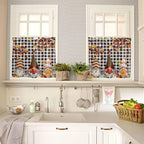 Thanksgiving Gnomes Kitchen Curtain Set, Fallen Maple Leaf Pumpkin Black Plaid Window Valance and Tiers 36" Length, Light Filtering Short Curtains Valance for Cafe Bathroom Bedroom 54"x18"