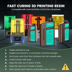 SUNLU 3D Printer Resin 1kg, Fast Curing Standard 3D Resin for LCD DLP SLA 3D Printers, 395 to 405nm UV Curing 3D Printing Liquid Photopolymer Resin, Low Shrinkage, High Precision, 1000g, Clear