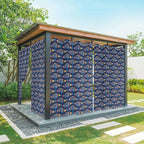 Fish Outdoor Curtains for Patio Vintage National Wind Fish Blue Waterproof Outside Curtains with Grommet Top Weatherproof Curtain for Cabana Pergola Gazebo, 2 Pack, 54" W x 108" L