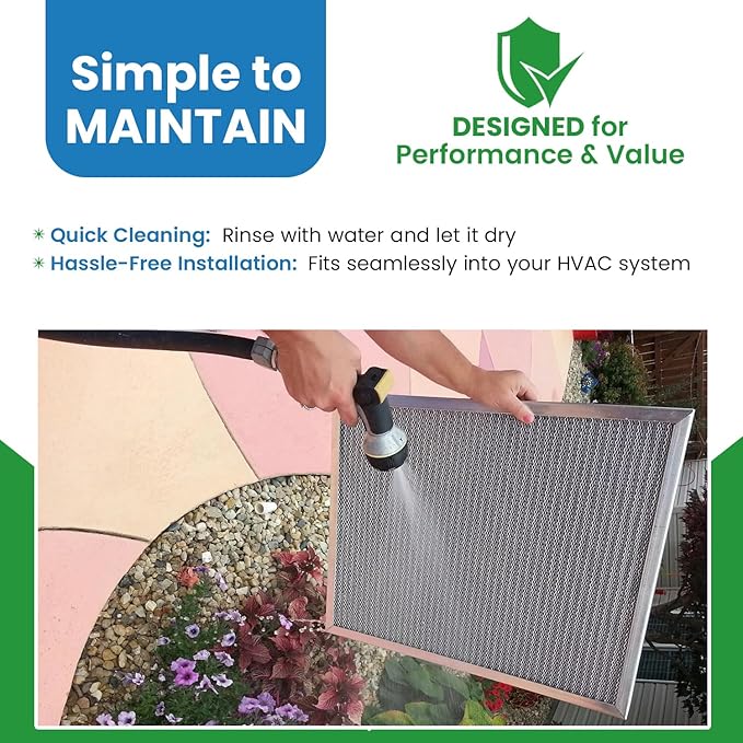 Filter Everything Electrostatic Furnace Filter – Washable Permanent HVAC Filter – 18” x 30” x 1” – MERV 9 – Reusable Air Filter with Durable Aluminum Frame