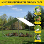 9.8X6.5x6.5FT, Large Walk in Chicken Run Pen Cage, Metal Coop Clearance with Double Door, Chicken Runs for Yard with Cover, Outdoor Cages for Chickens and Range Poultry, Large Chicken Coops