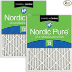 Nordic Pure 25x25x1 (Actual Size: 24 1/2 x 24 1/2 x 3/4) Pleated Air Filters MERV 13 Plus Carbon 2 Pack