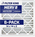 Filter King 14x14x2 Air Filter | 6-PACK | MERV 8 HVAC Pleated A/C Furnace Filters | MADE IN USA | Actual Size: 13.5 x 13.5 x 1.75"