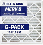 Filter King 14x14x2 Air Filter | 6-PACK | MERV 8 HVAC Pleated A/C Furnace Filters | MADE IN USA | Actual Size: 13.5 x 13.5 x 1.75"