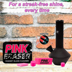 Pink Formula Pink Eraser Magnetic Glass Scrubber – 2 Sizes of Scrub Heads - Glass Cleaner - Removes Herb & Oil Residue for Spotless Glass Cleaning - Reusable Magnetic Glass Cleaner