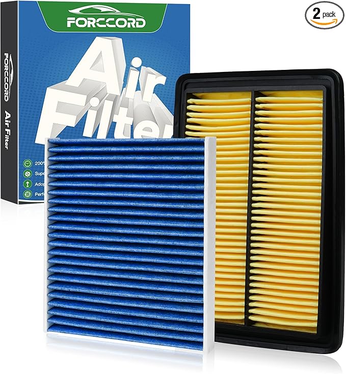Cabin & Engine Air Filter Fit for Nissan Rogue 2.5L (2014-20), Rogue 2.0L Hybrid (2017-19), Rogue Sport 2.0L (2017-22), Qashqai 2.0L (2017-23) Activated Carbon Filter Replace#CF11854 CA11858
