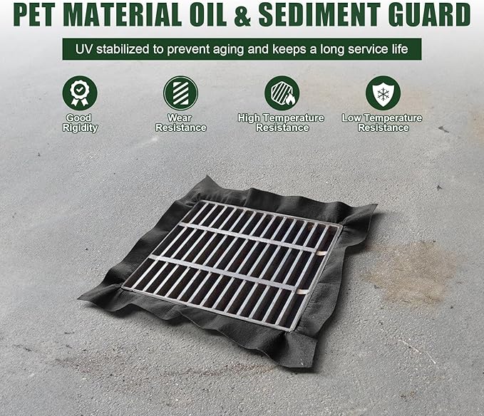 5 Pack PET Storm Drain Filter-47.2x47.2x23.6in Oil & Sediment Guard with 4 Lifting Loops,Square Witches Hat Catch Basin Filter for Parking lot Street Construction Site Industrial Plant