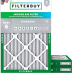 Filterbuy 15x20x2 Air Filter MERV 8 Essential Dust & Allergy Defense (3-Pack), Electrostatic Pleated HVAC AC Furnace Filters Replacement, Made in USA (Actual Size: 14.50 x 19.50 x 1.75)