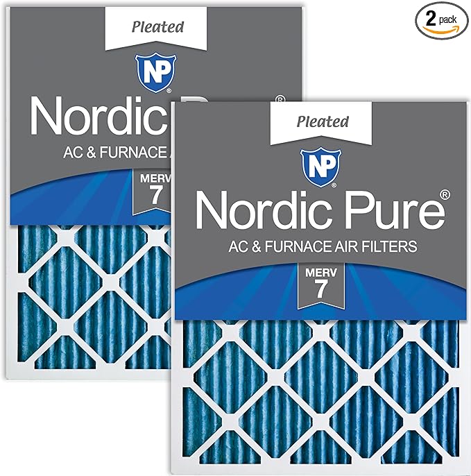 Nordic Pure 20x25x1 (19 1/2 x 24 1/2 x 3/4) Pleated MERV 7 Air Filters 2 Pack