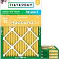 Filterbuy 18x24x1 Air Filter MERV 11 Superior Pet & Allergy Defense (4-Pack), Electrostatic Pleated HVAC AC Furnace Filters Replacement, Made in USA (Actual Size: 17.38 x 23.38 x 0.75)