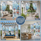 Ocean Gnome Outdoor Curtains for Patio Summer Marine Plumeria Shell Wood Blue Waterproof Outside Curtains with Grommet Top Weatherproof Curtain for Cabana Pergola Gazebo, 1 Panel, 54" W x 84" L