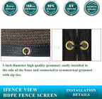 Ifenceview 6'x1' to 6'x100' Brown Shade Cloth Panels Fence Privacy Screen Fabric Mesh Net for Construction Site Yard Driveway Garden Railing Pool Balcony Canopy Awning 160 GSM (6' x 99')