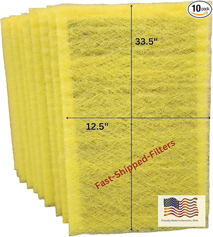 Fast-Shipped-Filters 10 Pack 14x36 Replacement Filter Pads Compatible with MicroPower Guard One Hour Air Cleaner Refill Yellow (10, Yellow, 14x36)
