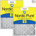 Nordic Pure 16x25x4 (Actual Size: 15 1/2 x 24 1/2 x 3 5/8) Pleated MERV 10 Air Filters 2 Pack