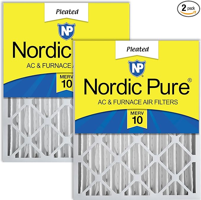 Nordic Pure 16x25x4 (Actual Size: 15 1/2 x 24 1/2 x 3 5/8) Pleated MERV 10 Air Filters 2 Pack