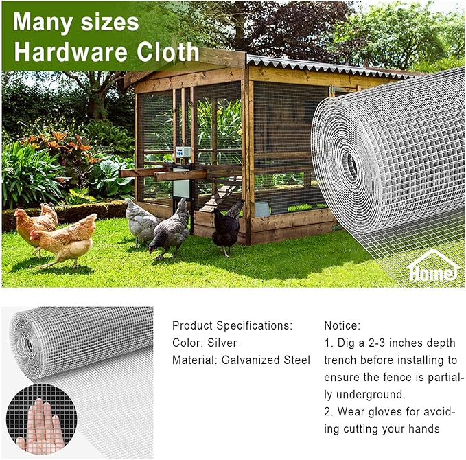 Livestock Fencing Roll Galvanised Welded Wire Mesh Roll Garden Chicken Wire Animals Enclosure for Chickens, Rabbits, Dogs, Window Guards Vegetable Protection for Indoor or Outdoor ( Size : L:1.2m-H:1m