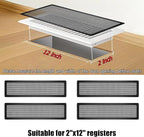 Floor Register Vent Cover, 2"x12" Magnetic Air Vent Screen Mesh Covers for Home Floor/Wall/Ceiling Registers Air Vent Filters, Black (4 Packs)