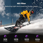 K&F CONCEPT ND Filter Kit Compatible with DJI Osmo Action 6, ND8 ND16 ND32 ND64 4 Pack Light Reduction Exposure Control Optical Glass Filters with Multi-Layer Coating