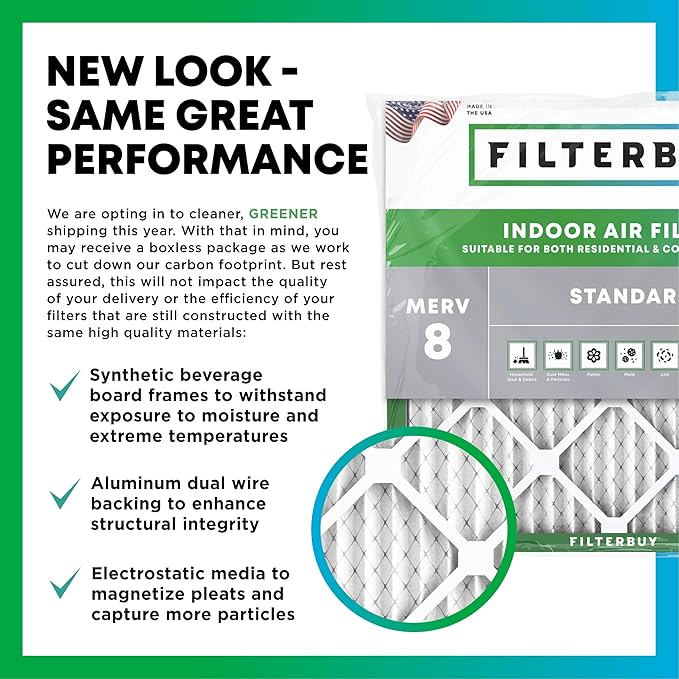 Filterbuy 14x28x1 Air Filter MERV 8 Essential Dust & Allergy Defense (3-Pack), Electrostatic Pleated HVAC AC Furnace Filters Replacement, Made in USA (Actual Size: 13.50 x 27.50 x 0.75)