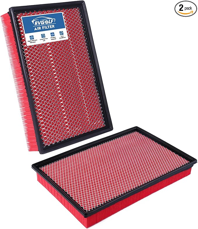 2PCS Engine Air Filter Fit for Ram1500 (2002-2021), Ram 2500 (2003-2019), Ram 3500 (2002-2019) Air Filter Replacement Engine Filter Automotive Accessories# GAF041 CA9401