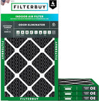 Filterbuy 12x20x1 Air Filter MERV 10 Odor & Allergy Defense with Activated Carbon (4-Pack), Electrostatic Pleated HVAC AC Furnace Filters Replacement, Made in USA (Actual Size: 11.50 x 19.50 x 0.75)
