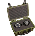 MEIJIA IP67 waterproof hard compact case,Customizable Fit Foam,8.12”x6.56”x 3.56”,Fit Use of Drones, Cameras,Equipments,lens (Green)