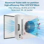 Professional HEPA Laminar Flow Hood, H14 High Efficiency Filter, Silver, 22.6x22.6x10.2 Inch, Clean Room Grade Laboratory Fan System with Control Board