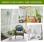 RYB HOME 2 Panels Garden Netting Size Adjustable Porch Screen Mesh Outdoor Curtains Lightweight Mosquito Curtains for Patio Gazebo Pool Hut Bug Netting, White, 59 inches Wide x 120 inches Long