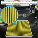 Cabin Air Filter JM310 Fits for 2018-23 Kona, 2022-23 Kona N, 2016-21 Tucson, 2019-21 Veloster, 2020-25 Venue, 2021-25 Seltos, 2020-25 Soul, 97133-D1000, 97133-D3000(2 PCS)