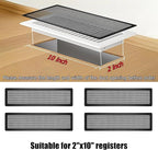 Floor Register Vent Cover, 2"x10" Magnetic Air Vent Screen Mesh Covers for Home Floor/Wall/Ceiling Registers Air Vent Filters, Black (4 Packs)
