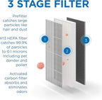 Medify MA-112 Genuine Replacement Filter Set for Allergens, Smoke, Wildfires, Dust, Odors, Pollen, Pet Dander | 3 in 1 with Pre-filter, HEPA H13 and Activated Carbon | Removal to 0.1 Microns | 2-Pack