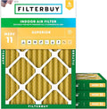 Filterbuy 15x20x2 Air Filter MERV 11 Superior Pet & Allergy Defense (4-Pack), Electrostatic Pleated HVAC AC Furnace Filters Replacement, Made in USA (Actual Size: 14.50 x 19.50 x 1.75)