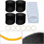 6Pcs 90107 Dry Filter, 6Pcs Retaining Bands, 4Pcs 90585 Shop Vac Foam Sleeve Filter Replacements for Most Shop Vac Wet/Dry Vacuum Cleaners 5 Gallon and Above