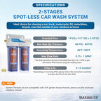 Max Water 2 Stage Deionized Spot Free Car Rinse Unit, Premium Water Deionizer for Spotless Car Wash Water System, RV and Motorcycle, No Towel Drying - 2 DI Filters with 45-80 PSI & 3/4" Inlet/Outlet