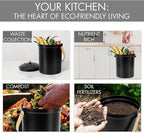 Beautiful Kitchen Compost Bin with Smell Proof Lid - Rust Proof and Odorless Compost Bucket for Your Countertop with No Smell Filters - Easy to Clean 1.1 Gallon Bin Looks Great On Any Kitchen Counter