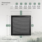 Vent Systems 8" x 8" (Opening Dimensions) Black Plastic Soffit Vent Cover - Durable Flat Square Air Vent Grille with Mesh Screen - Weather Resistant Ventilation Grill Wall & Ceiling Indoor & Outdoor