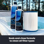 Hot Tub Filter Cleaner Soak, Pool Filter Cleaner & Pool Cartridge Cleaner - Spa Filter Cleaner Soak & Spa Filter Cleaning Solution for HotTub Cartridges. Easy to Use Filter Degreaser | AquaDoc 32oz