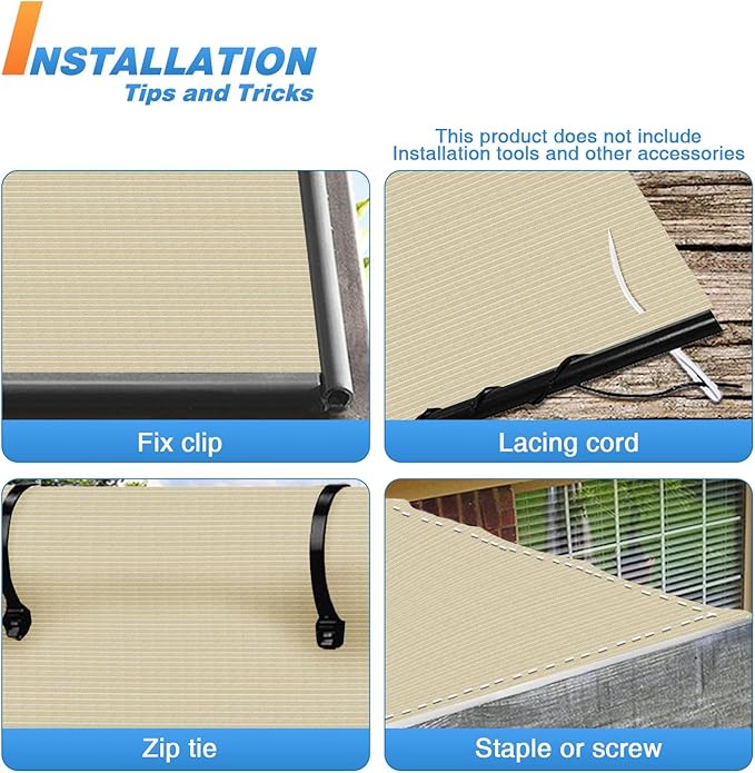 TANG Sun Shade Fabric Roll 8'x48' Shade Cloth for Garden Beige HDPE Mesh Shading Pergola Cover Replacement Canopy, 95% Blockage Sunshades for Outdoor Patio Backyard Plant