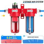TAILONZ PNEUMATIC 0-150PSI 1/4 Inch NPT Aluminum Alloy Air Filter Drying System, Particulate Filter, Coalescing Filter, Desiccant Dryer Filtration and Drying