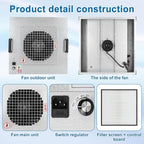 Professional HEPA Laminar Flow Hood, H14 High Efficiency Filter, Silver, 22.6x22.6x10.2 Inch, Clean Room Grade Laboratory Fan System with Control Board