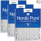 Nordic Pure 25x25x2 (Actual Size: 24 1/2 x 24 1/2 x 1 3/4) Pleated MERV 12 Air Filters 3 Pack