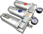 1" NPT SUPER DUTY Industrial Grade 3 Stages Filter Coalescing Desiccant Dryer System For Compressed Air Lines, Metal Bowls, Great For Paint Spray And Plasma Cutter (MANUAL DRAIN)