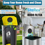 12-Pack Universal Stick-on Trash Can Odor Absorbing Filters, Thick Design Activated Charcoal Purifying Deodorizer for Trash Cans, Compost Buckets, Countertop and Recycle Bins (Round)