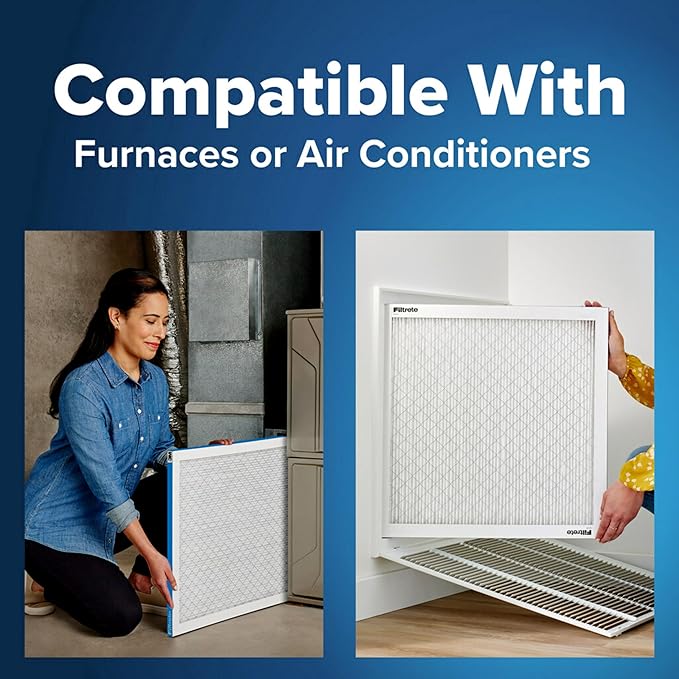 Filtrete 24x24x1 AC Furnace Air Filter, MERV 13, MPR 1900, Premium Allergen, Bacteria & Virus Filter, 3-Month Pleated 1-Inch Electrostatic Air Cleaning Filter, 2-Pack (Actual Size 23.81x23.81x0.78 in)