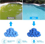 Askyli 2.9 lbs Pool Filter Balls for Sand Filter, Reusable Pool Sand Filter Balls, Efficient Pool Filter Sand, Suitable for All Sand Filter System (Equals 100lbs Pool Filter Sand) - Light Blue