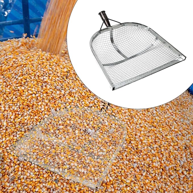 Leaking Soil Shovel Filter Stainless Steel Sieve 4mm/6mm/8mm/12mm Mesh Sifting Shovel for Sifting Corn Kernels Gardening Farm Chicken Coop and Goat Stall Multipurpose Dustpan (Sliver-4MM)